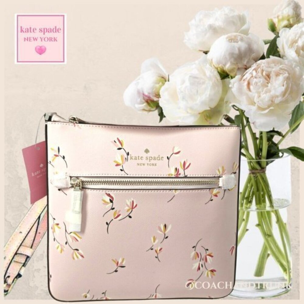 KATE SPADE Sadie Saffino Leather Crossbody Bag Pink Multi Floral Print NWT